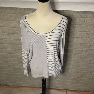 CAbi Oversized Striped Long Sleeve Tee Top‎ Size M